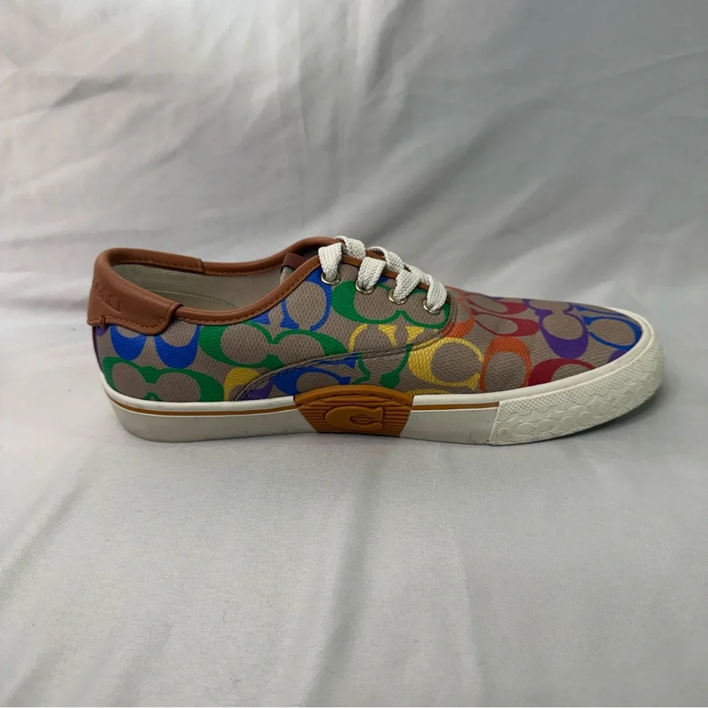 Coach Signature Women's Sneakers Size 7, Brown/Rainbow - Picture 4 of 7
